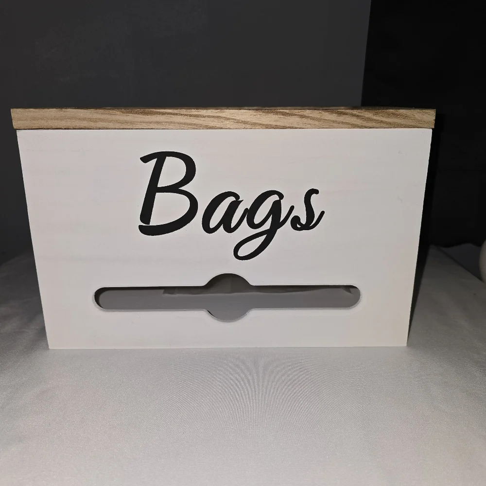 🆕🆕Wooden Bag Holder w/ Hinged Lid & Wall Mount - NEW IN BOX